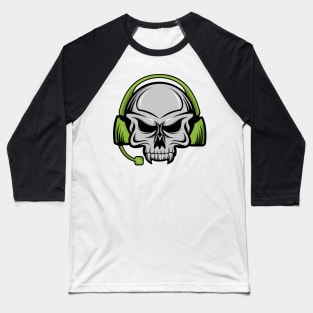 Skull with a headset for Music Lovers Baseball T-Shirt